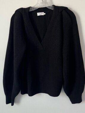 The Reset R Label Must Have V Neck Black Sweater Wool Ribbed Balloon Sleeves S